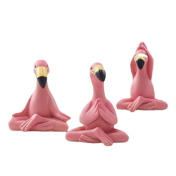 Sada 3ks Flamingo Údaje Dekoratívne Remesiel pre Vonkajšie Záhradné Farba Ružová Dropship