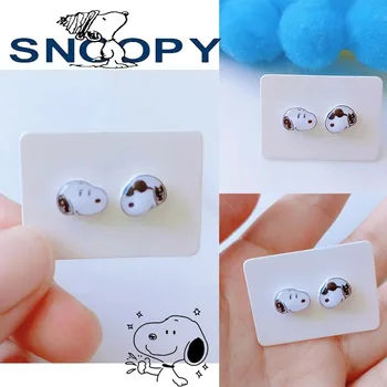 Nové Snoopy Náušnice Roztomilý Módne Bežné Žien 925 Sterling Silver Náušnice Anime Okolité Dievčatá, Šperky, Šperky, Doplnky