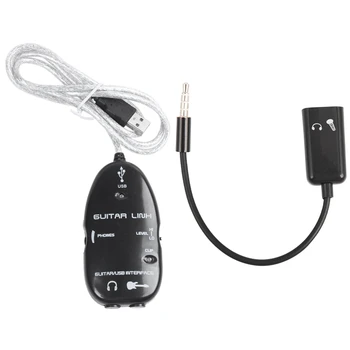 1 Ks Gitaru Rozhranie USB Prepojenie kábel Kábel Adaptéra & 1 Ks 3,5 Mm Audio Splitter Samec Na Slúchadlá + Mikrofón, Adaptér