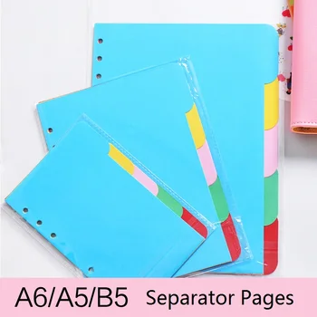 2 Ks/Veľa B5/A5/A6 Farebné Oddeľovač Strán (5 Listov) pre Špirála Notebook; Samostatné Výplň Papiere na Loose leaf Notebook