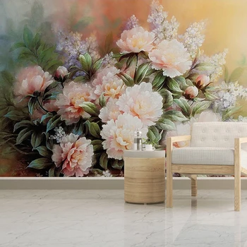 Vlastné 3D Nástenné Moderné Ručne Maľované Akvarel Kvety Kvetinové Tapety Obývacia Izba Gauč Spálňa Pozadí Domova Fresco