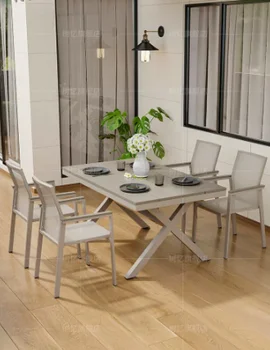 Vonkajšie plastové, drevené stoly a stoličky, nepremokavé dvore, voľný čas kombinácie, jednoduché vonkajšie terasy, dlhý stôl záhrada