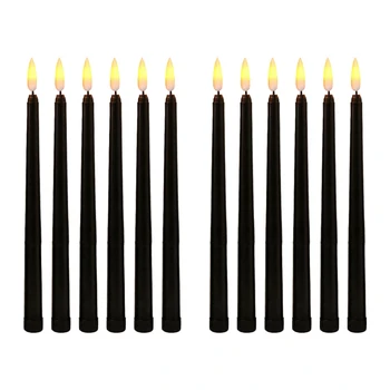 Podporu! 12X Black LED Narodeninové Sviečky,Žltá Flameless Blikanie Batérie Prevádzkované LED Halloween Sviečky