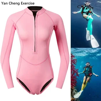 Žena Diver Potápačský Oblek 2 mm Neoprénová Potápačské Vybavenie, Pink s Dlhým Rukávom Bikiny, Plavky Ženy kórejský Plavky
