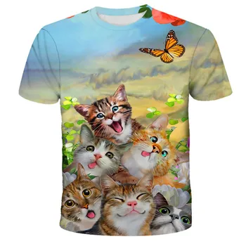 Chlapci Cat T Shirt Lete 3D Tlačené Karikatúra Legrační Zviera T Shirt Deti Zábavné Harajuku Top Módne Boys & Girls Super Cool Tričko