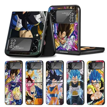 Puzdro Pre Samsung Galaxy Z Flip 3 4 5 G Jeseň Prevencie Black PC Pevný Luxusné Kryt Telefónu ZFlip3 ZFlip4 Funda G-Goku Anime Drak
