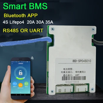 4S 12V 20A 30A 35A smart Lifepo4 lítiové batérie, ochrana palube W rovnováhy bms systém Bluetooth APP RS485 UART softvér monitor