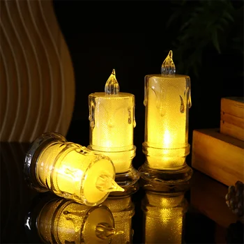 Crystal Lampa LED Flameless Sviečky S jasnými Sviečkový Realistické Batérie Prevádzkované Na Svadbu Vianoce Domov Stôl Dekorácie