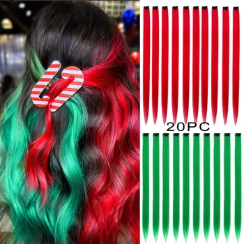 22 inch Farebné predlžovanie Vlasov Clip in Strana Zdôrazňuje Rainbow predlžovanie Vlasov pre Ženy 20PCS Príčesky Dievčatá Vlasy Príslušenstvo