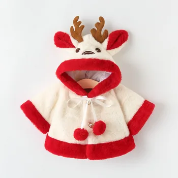 Roztomilý Elk Plyšové Detská Bunda 2023 Jeseň Zima, Baby, Dievčatá Teplý Kabát S Kapucňou Outwear Vianočné Princezná Plášť Batoľa Dievča Oblečenie