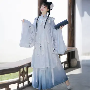Noble Princess Hanfu starovekej Čínskej Yunshouldered Ming štýl stojaci golier uhlopriečka klope šaty výšivky