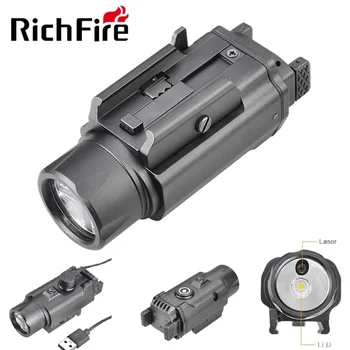 Richfire Taktické LED Baterka CREE 1500LM & Zelený Laser Weaponlight s Magnetickým Nabíjanie pre Taurus 20 mm Železničnej Namontované