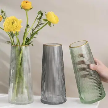 Nordic Prekladané Transparentné Sklenené Vázy Domov Obývacia Izba Dekoratívny Ornament Sušené Kvety Usporiadanie Jednoduché Hydroponické Kvetináč