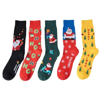 MYORED10 párov jeseň a v zime Vianoce ponožky Santa Claus snehuliak roztomilý kreslený kórejská verzia iny trend trubice ponožky