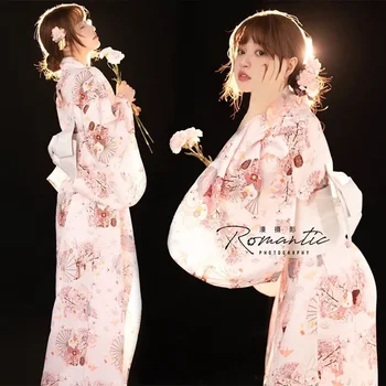 Dievča Sakura Kimono Šaty Japonský Štýl Yukata Župan Ženy Kvetinový Tlač Haori Japonsko Jednotné Cosplay Kostým Party Krátke Šaty