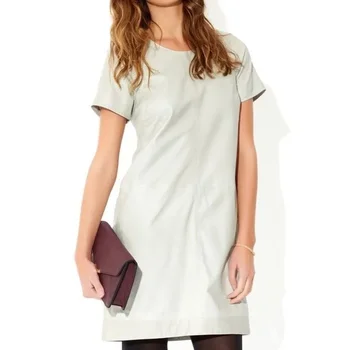 Nové Biele Šaty Ženy, Skutočné Mäkké Jahňacie Kožené Party Oblečenie Dámske Šaty