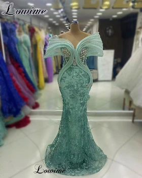 Mint Zelenej Sequined Celebrity Šaty 2024 Bez Rukávov Morská Víla Večerné Šaty S Kryštálmi Vestidos De Gala Prom Party Šaty