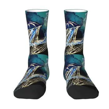 Vtipné Kovové Medúzy Ponožky Muži Ženy Teplé 3D Tlač Futbal Športové Ponožky