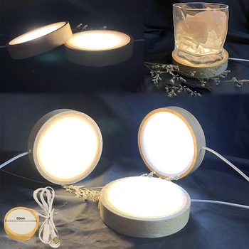 Drevené LED Svetlo Base Nočné Svetlo Majiteľa Reklamnej Dekorácie, Drevené Lampa Base LED Svetlo Otáčanie Displeja, Stojan USB