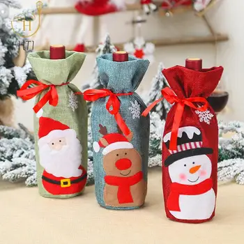 Santa Claus Fľaša Vína Kryt Vianočné Dekorácie Pre Domov 2022 Vianočná Pančucha Darček Firmware Nový Rok Dekor 2022