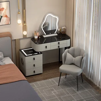 Masívneho dreva inteligentné toaletný stolík, bezdrôtové nabíjanie, svetlo luxusné Nordic spálňa toaletný stolík, moderný, jednoduchý a multifu