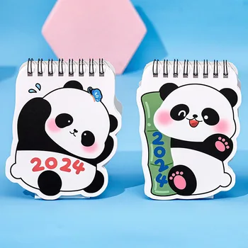 Cartoon Mini Panda Stolový Kalendár 2024 Ploche Stolný Kalendár Dekorácie Študent Stôl Príslušenstvo Študent Kancelárske Potreby