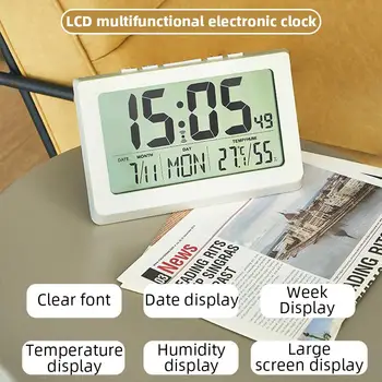 Domov Led Budík Čas, Dátum, Teplota, Vlhkosť Zobrazenie Stôl Hodiny Pre Spálne Home Office Dekor