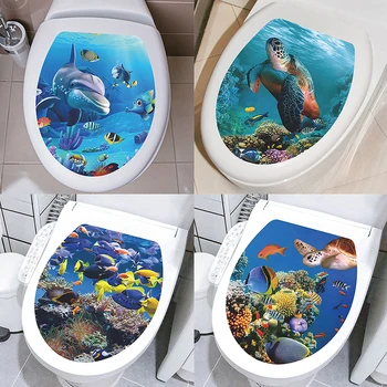Multi Štýly Podmorských Zvierat Vzor Wc Veko Nálepky Kúpeľňa Dekorácie Kúpeľňa Vymeniteľné Maľovanie Nástenná Maľba Wc Veko Krytu