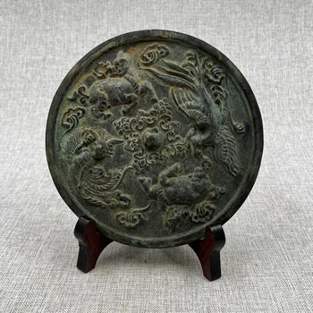 Antické Zbierky Dvojité Phoenix Zviera Kruhové Bronzové Zrkadlo Dekoratívne Ozdoby