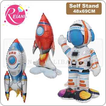Nafukovacie Rocket spaceman astronaut Balóny Base Stojí Rakety Fóliový Balón Chlapci Priestor Tému Narodeninovej Party Deti, Hračiek, Dekorácií