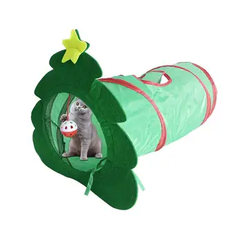 Mačiatko Tunel Skladacia Mačka Crinkle Tašku S Vianočným Stromčekom Tvar Pet Tunel Rozšíriteľná Mačka Rúry Skladacie Mačka Crinkle Taška Pre