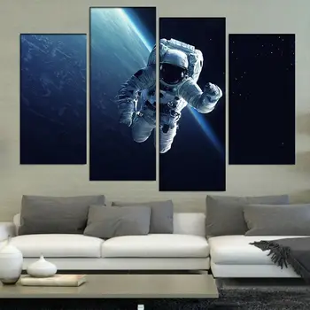 Kozmonautov vo Vesmíre Priestor 4 Ks Plátno na Stenu Umenie Abstraktné Obrázky Vytlačí Nastavený Obývacia Izba Dekor Plátno Obrázky na Stenu Decortio