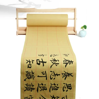 Čínske Ryžové Kaligrafické Písanie Pol-Zrelé Papier Xuan Dlho Roll Ryža Mriežky Čínske Maľby Vytvorenie Abstraktných Lingot 0.4*100m