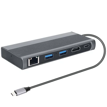 USB C Hub M. 2 SSD Krytu Kompatibilný s HDMI+USB3.1+RJ45+PD Typ-C Dokovacie Stanice na M. 2 NVME NGFF SSD pre Macbook