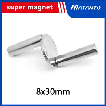 2/5/10/15/20/30PCS 8x30 mm Kolo Silné Silné Magnetické Magnety N35 Hrubé Guľaté Neodýmu Magnet 8x30mm permanentným Magnetom 8*30
