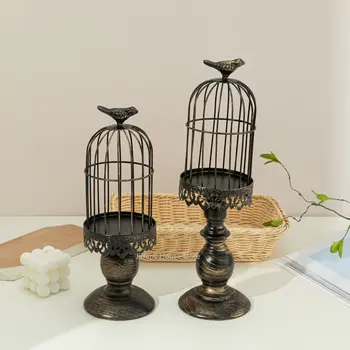 Železná Klietka Svietnik Vintage Kovový Svietnik Birdcage Stojan Tealight Svadby Sviečka Centerpieces Ploche Domova