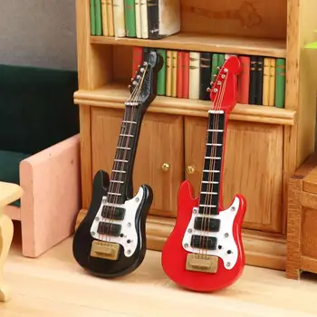 1:12 domček pre bábiky Gitara Realisticky Simuluje Podrobné Dreva Mini Bass Hudobný Nástroj Hračka Bábika Príslušenstvo pre Dary Domova