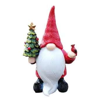 Záhradný Trpaslíci, Vonkajšie Zábavné Záhradný Trpaslík Živice Podržte Vianočný Stromček Jedinečný Vianočný Gnome Socha Dekoratívne Vonkajšie Vianočné