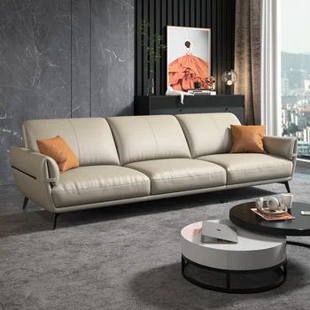Japonský kožená sedačka, hovädzie kože, minimalistický, tri sedadlá, malý plochý, moderný, jednoduchý a luxusné obývacia izba gauč
