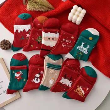 Ponožky Vianočné Pančuchy Detí Trubice Ponožky Jeseň a v Zime Červené Ponožky Pár Vianočný Darček Pančuchy roztomilé ponožky