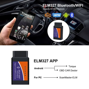 1PCS Diagnostický Nástroj Android Windows ELM327 OBD2 V2.1 Bluetooth Auto Detektor Diagnostický Nástroj Auto Poruchy Scanner Tool