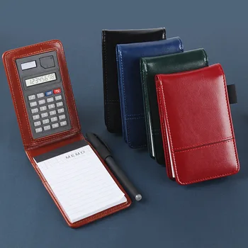 A7 Vrecko na poznámkový blok, Kožené Notebook Plánovač Malé Denné Memo s Kalkulačkou a Perá Multifunkčné Business Office kancelárske potreby