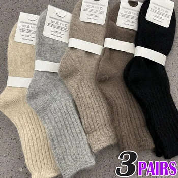 1/3PAIRS Zimné Hrubšie Cashmere Vlnené Ponožky pre Ženy Ponožky Bežné Japonský Farbou Dlhá Ponožka Dievčatá Tepelnej Teplé Posádky Ponožky
