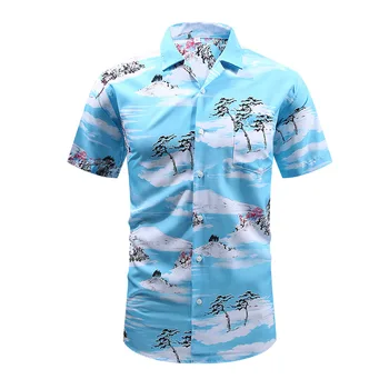 US veľkosť Pánske Letné Beach Havajské Košele 2024 Značky Krátky Rukáv Kvetované Košele Mužov Bežné Dovolenku Dovolenku Oblečenie Camisas