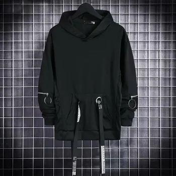 Štýlový Gotický Tenko Hoodies pre Mužov Y2k Punk Streetwear Techwear Harajuku kórejský Trendy Mužov Oblečenie Hip Hop Voľné Hoodies