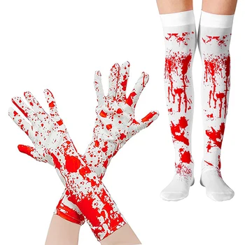 1Pair Halloween Rukavice/Ponožky Cosplay Party Dekorácie Krvavé Rukavice pre Dospelých Rukavice Teroru Atmosféru Dekorácie