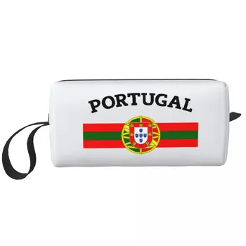 Portugalsko Národné Futbalové Vlajka Tímu Make-Up Taška Puzdro, Vodotesné Kozmetická Taška Cestovné Toaletná Taška Organizátor Skladovanie Taška Muži Ženy