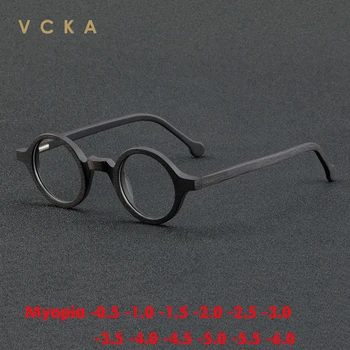 VCKA Acetát Krátkozrakosť, Okuliare, Rám Mužov Vintage Malé Okrúhle Okuliare Ženy Optické Predpis Okuliarov, Okuliare -0.5 na -6.0
