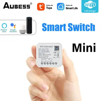 Tuya WiFi Mini Light Switch Modul 1/2 Gang Inteligentný Život Časovač Ovládanie Relé Istič Pracovať s Alexa Domov Yandex Alice