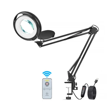 LED Zväčšovacie Pracovisku Lampa 5-Dioptre 5x Zväčšenie Vysoký Výkon Práce Lampa 125 mm Priemer Také Svetlé Svorka Otočné Rameno